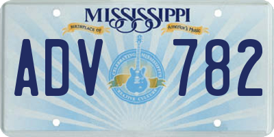 MS license plate ADV782