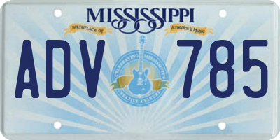 MS license plate ADV785