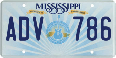 MS license plate ADV786