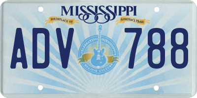 MS license plate ADV788