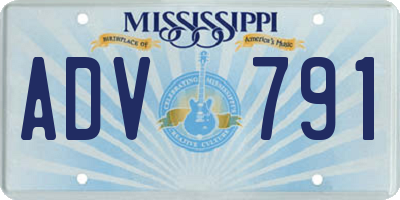 MS license plate ADV791