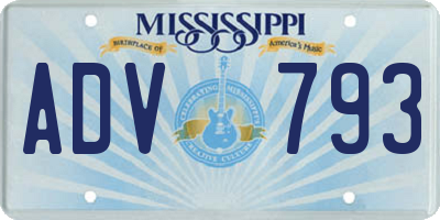 MS license plate ADV793