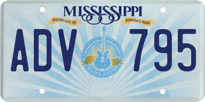 MS license plate ADV795