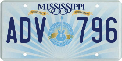 MS license plate ADV796