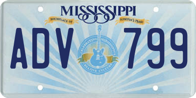 MS license plate ADV799