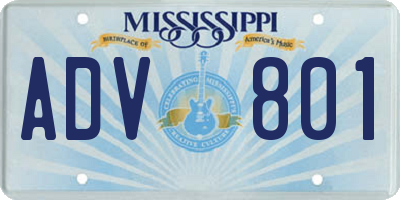 MS license plate ADV801