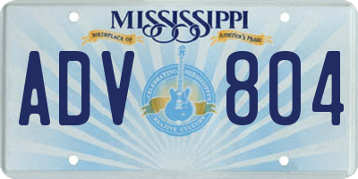 MS license plate ADV804