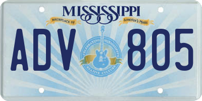MS license plate ADV805