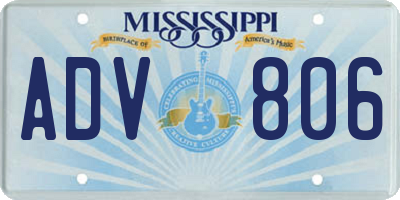 MS license plate ADV806