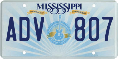 MS license plate ADV807