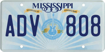 MS license plate ADV808