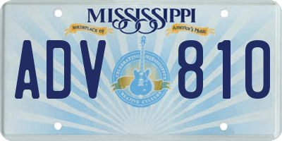 MS license plate ADV810