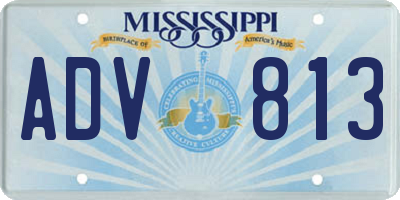 MS license plate ADV813