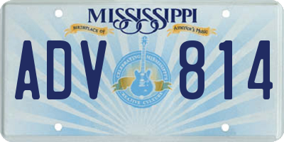 MS license plate ADV814