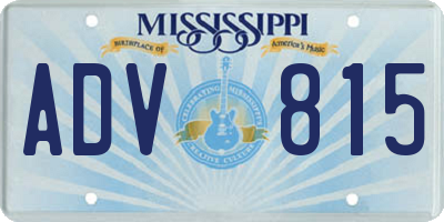 MS license plate ADV815