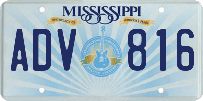MS license plate ADV816