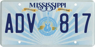 MS license plate ADV817