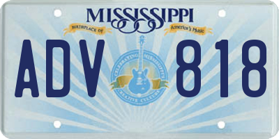MS license plate ADV818