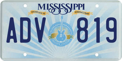 MS license plate ADV819