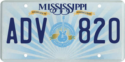 MS license plate ADV820