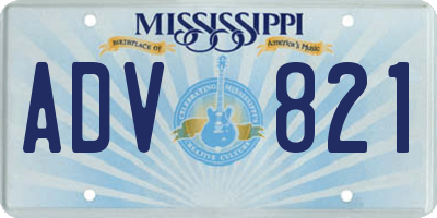 MS license plate ADV821