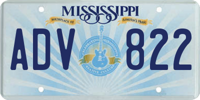 MS license plate ADV822