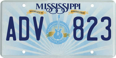 MS license plate ADV823