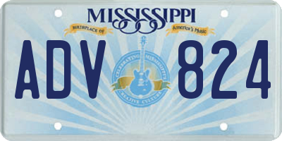 MS license plate ADV824