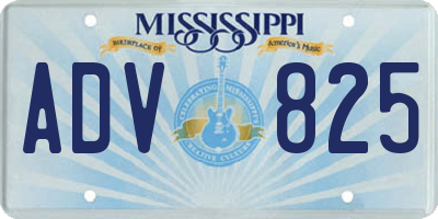 MS license plate ADV825