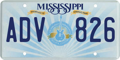 MS license plate ADV826