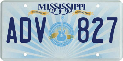 MS license plate ADV827