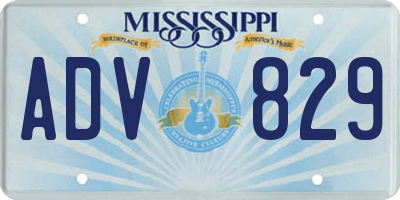 MS license plate ADV829