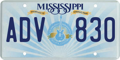 MS license plate ADV830