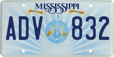 MS license plate ADV832