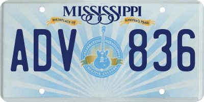 MS license plate ADV836
