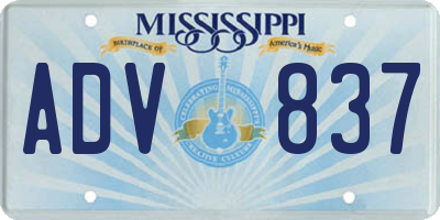 MS license plate ADV837