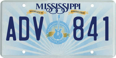 MS license plate ADV841