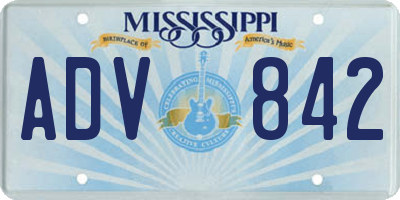 MS license plate ADV842