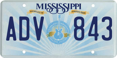MS license plate ADV843
