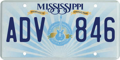 MS license plate ADV846