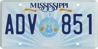 MS license plate ADV851