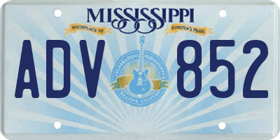 MS license plate ADV852