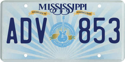 MS license plate ADV853