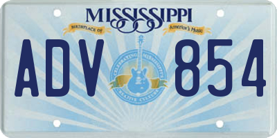 MS license plate ADV854