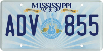 MS license plate ADV855