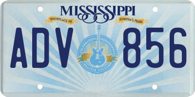 MS license plate ADV856