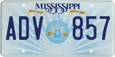 MS license plate ADV857