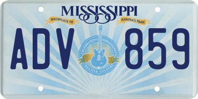MS license plate ADV859