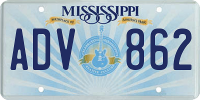 MS license plate ADV862