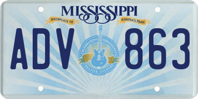 MS license plate ADV863